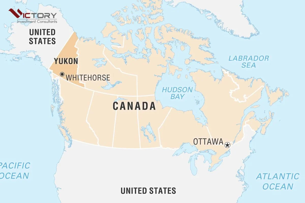 Bản đồ vị trí lãnh thổ Yukon Canada giáp Alaska