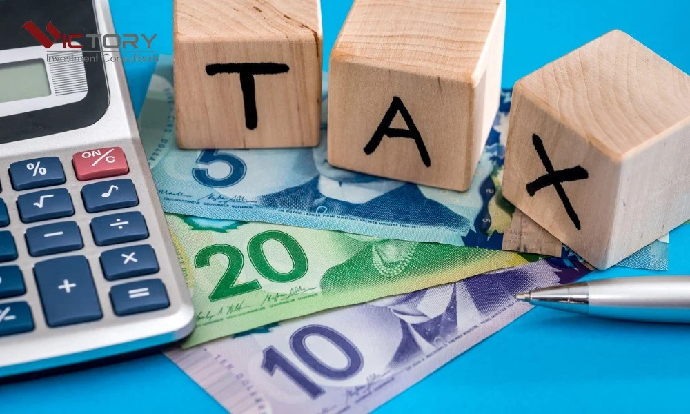 Biểu đồ minh họa các mức thuế suất thu nhập liên bang ở Canada, cho thấy sự phân cấp thu nhập chịu thuế.