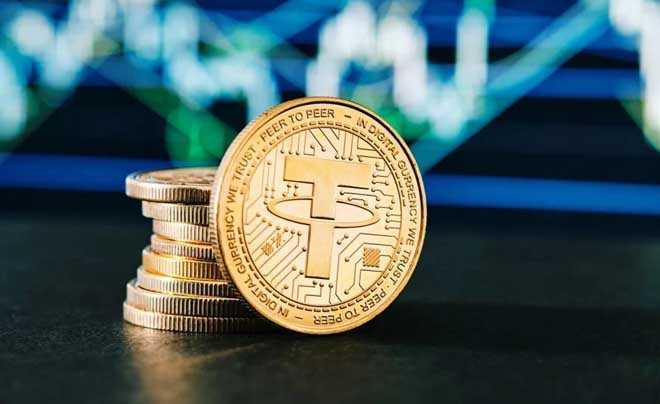 Hình ảnh Stablecoin Tether (USDT), một loại tiền mã hóa ổn định