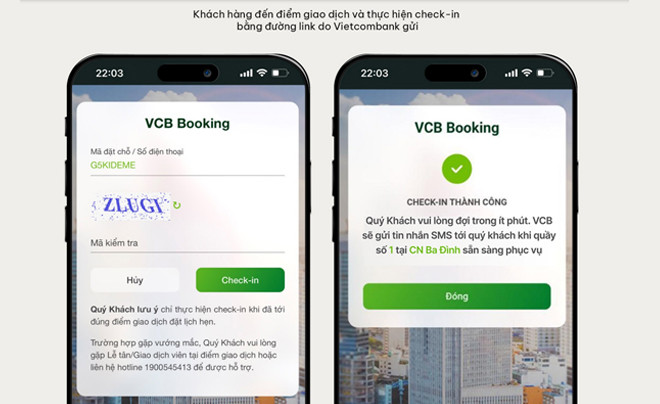 Kiểm tra mã đặt chỗ và thực hiện check-in mua vàng SJC Vietcombank