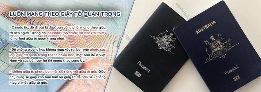 Luôn mang theo giấy tờ quan trọng khi ở Úc để đảm bảo an toàn và tuân thủ quy định