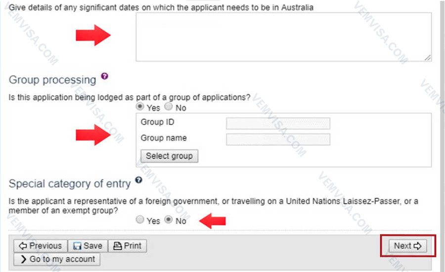 Thông tin chuyến đi trên tờ khai xin visa Úc online