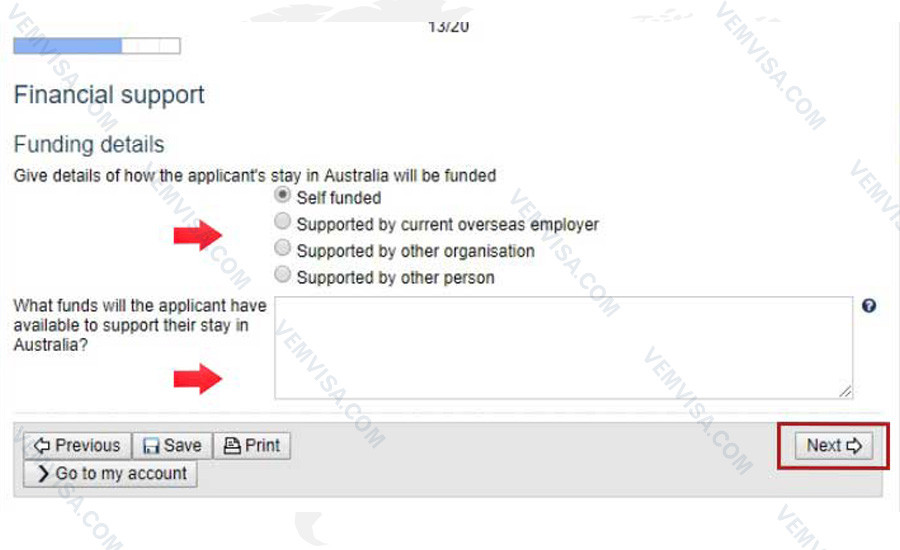 Thông tin tài chính trên tờ khai xin visa Úc online