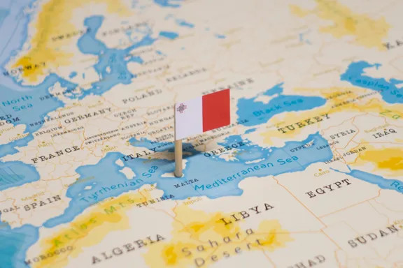 Bản đồ vị trí địa lý của quốc đảo Malta tại Địa Trung Hải.