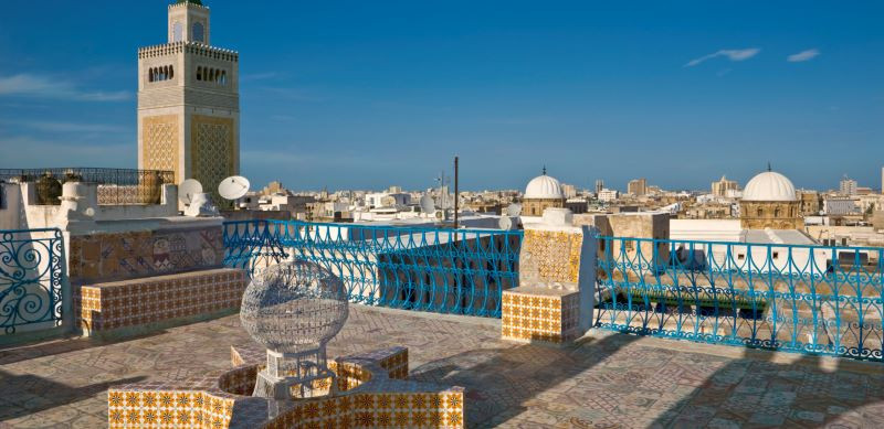 Bản đồ vị trí địa lý của Tunisia, quốc gia Bắc Phi giáp Địa Trung Hải và sa mạc Sahara