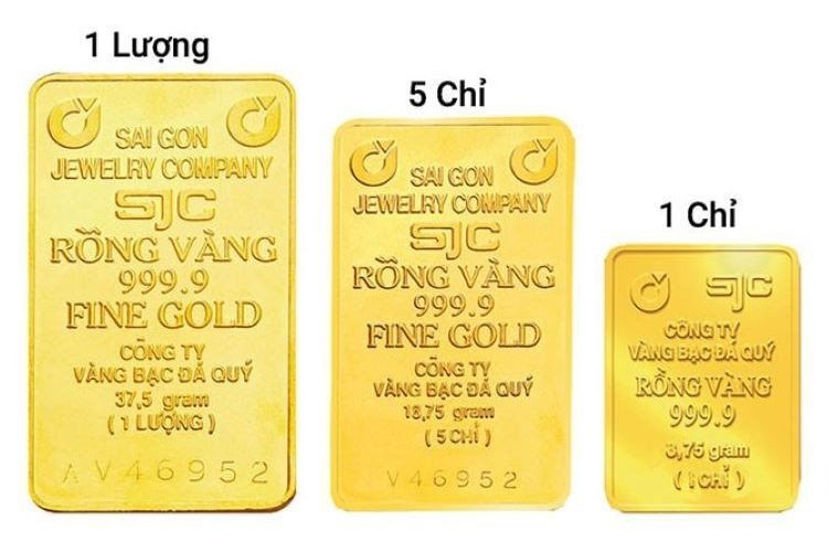 Các loại vàng miếng SJC với trọng lượng 1 chỉ, 5 chỉ và 1 lượng ảnh hưởng đến giá vàng 9999