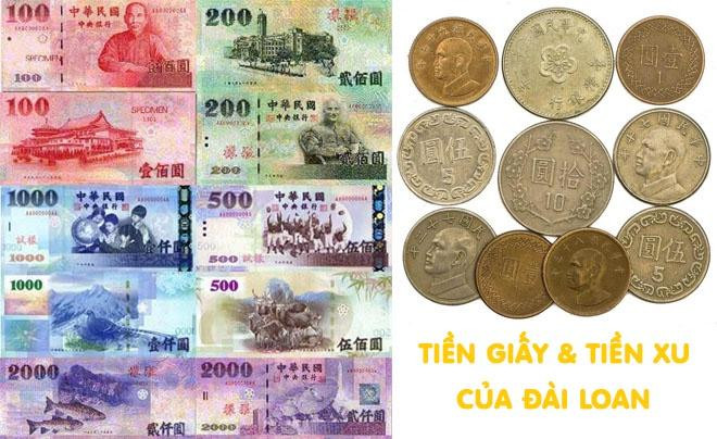 Các mệnh giá tiền tệ Đài Loan gồm tiền giấy và tiền xu