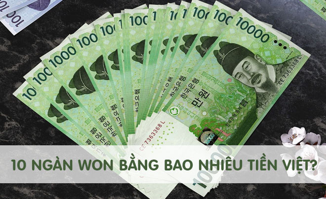 Các tờ tiền Won Hàn Quốc với mệnh giá 10000, minh họa cho việc quy đổi sang tiền Việt Nam