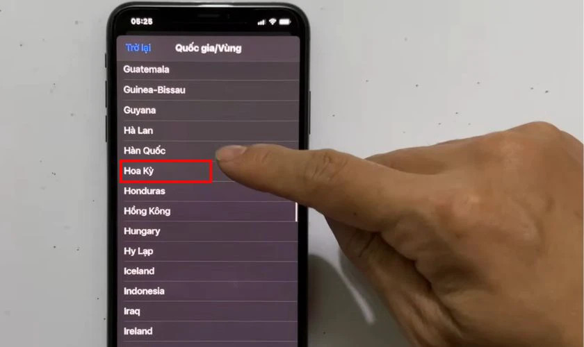 Chọn quốc gia Hoa Kỳ khi đổi vùng App Store