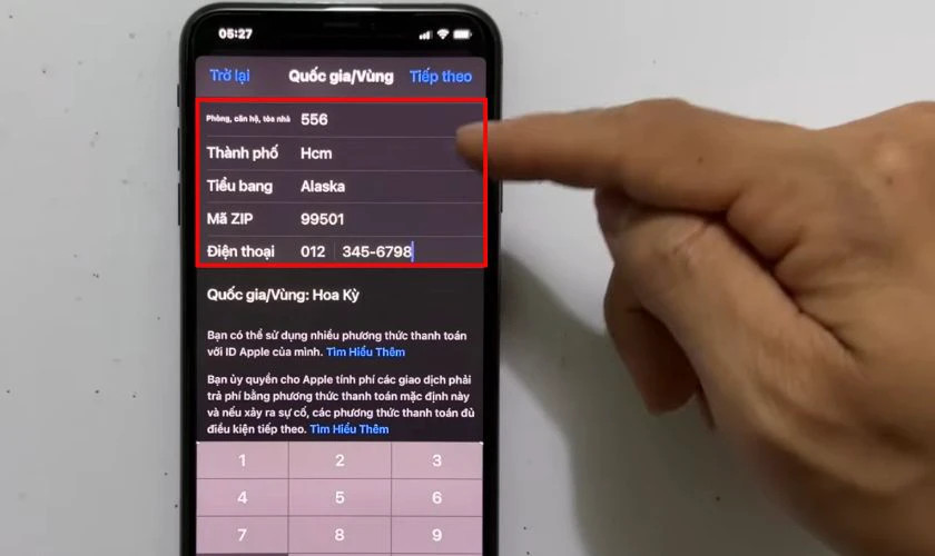 Điền thông tin địa chỉ và mã ZIP hợp lệ để đổi vùng App Store