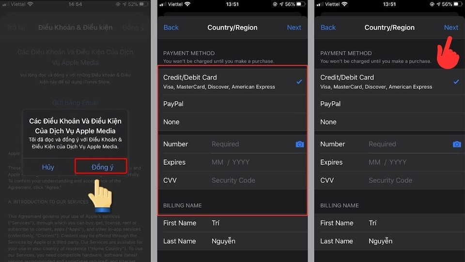 Giao diện chọn Hoa Kỳ làm quốc gia mới cho tài khoản AppStore, hỗ trợ tải ứng dụng quốc tế