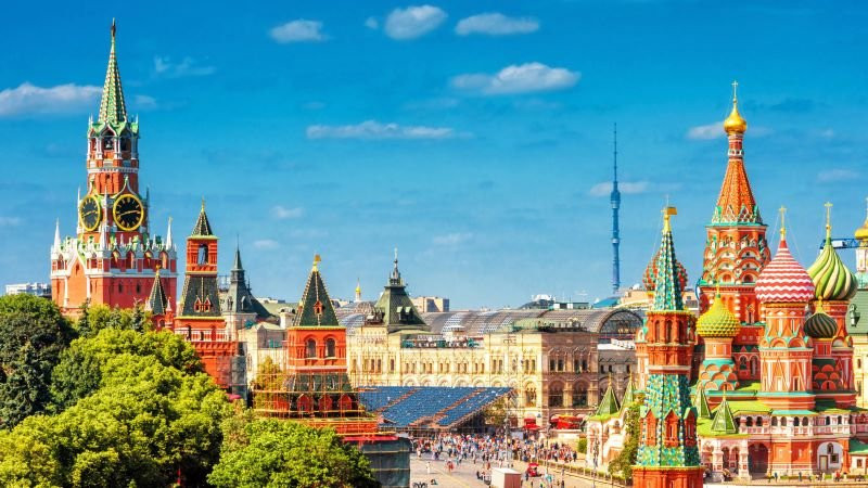 Hình ảnh quảng trường Đỏ tại thủ đô Moscow, biểu tượng của nước Nga.