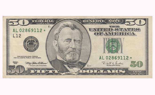 Hình ảnh tờ 50 đô la Mỹ cũ hơn