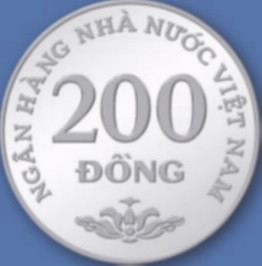 Mặt sau đồng tiền 200 đồng Việt Nam với chi tiết hoa văn dân tộc