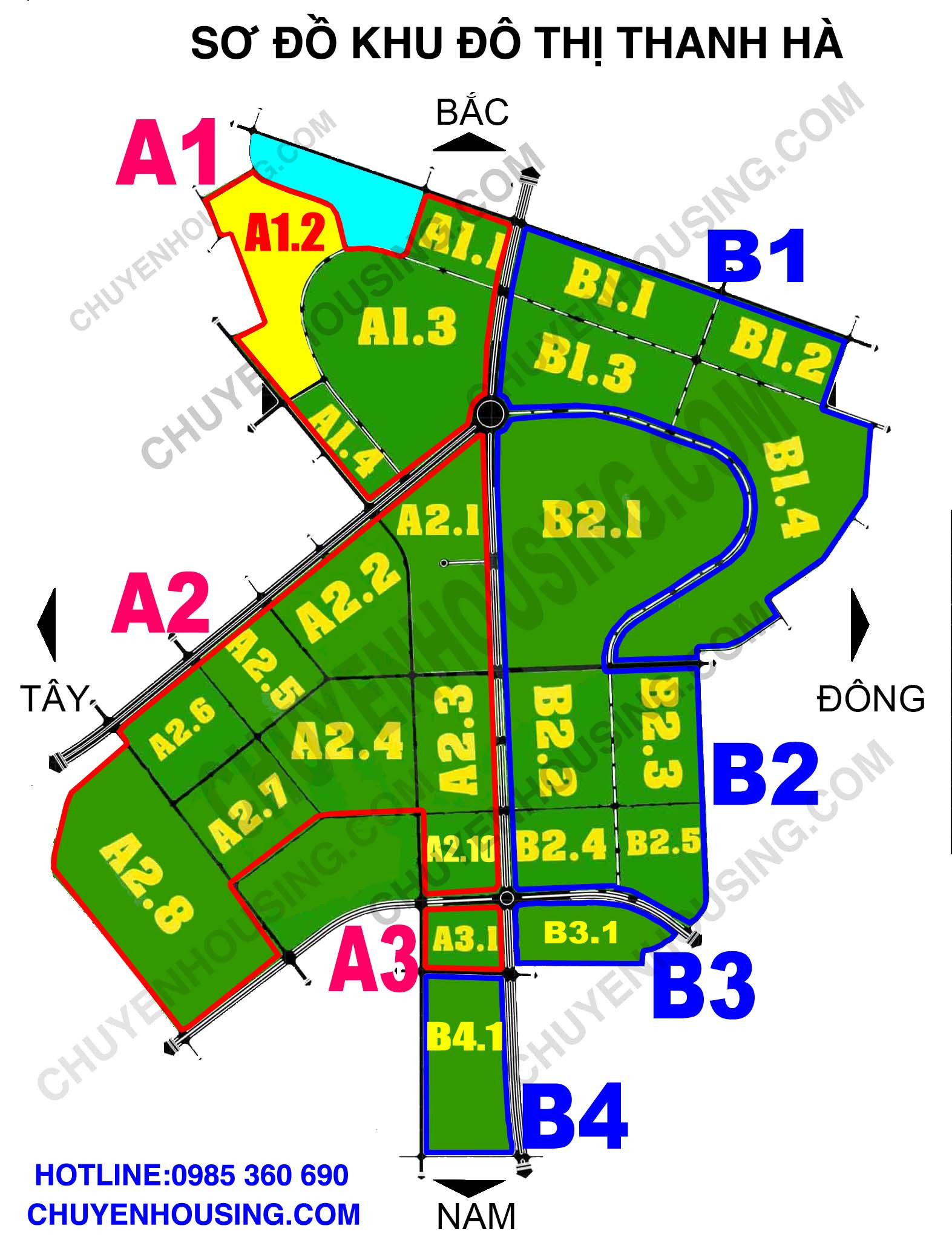 Bản đồ quy hoạch khu đô thị Thanh Hà phân khu A1.2