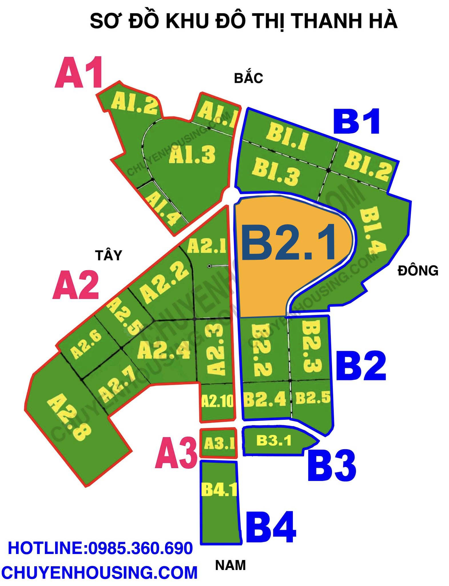 Bản đồ quy hoạch khu đô thị Thanh Hà phân khu B2.1