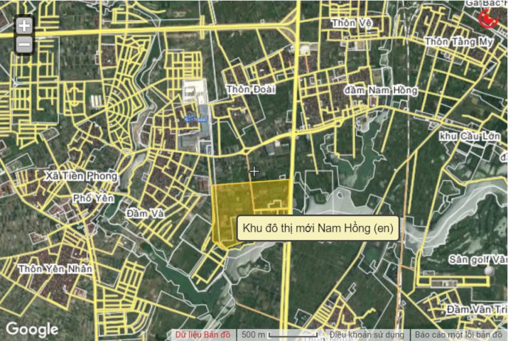 Bản đồ vệ tinh minh họa vị trí chiến lược của khu đô thị Nam Hồng
