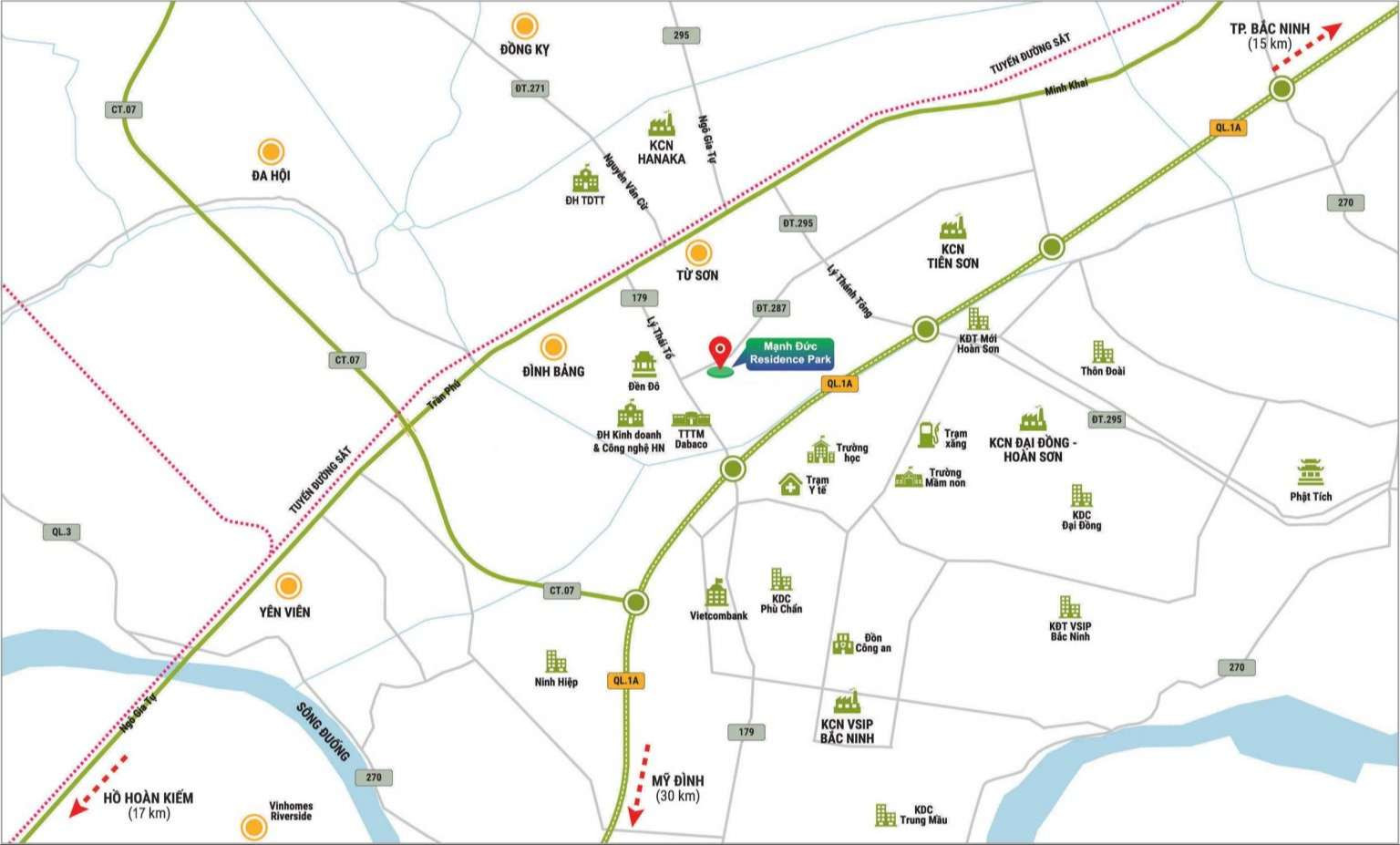 Bản đồ vị trí chiến lược của khu đô thị Mạnh Đức Victory