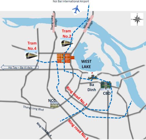 Bản đồ vị trí chiến lược của khu đô thị Starlake Tây Hồ Tây