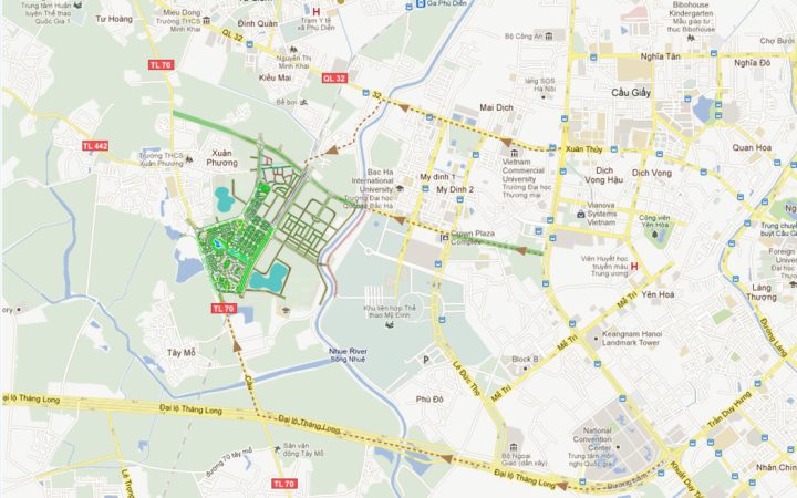 Bản đồ vị trí chiến lược của khu đô thị Tasco Xuân Phương tại Nam Từ Liêm