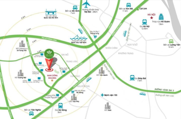 Bản đồ vị trí khu đô thị Dương Nội Hà Đông, thể hiện các tuyến đường huyết mạch xung quanh