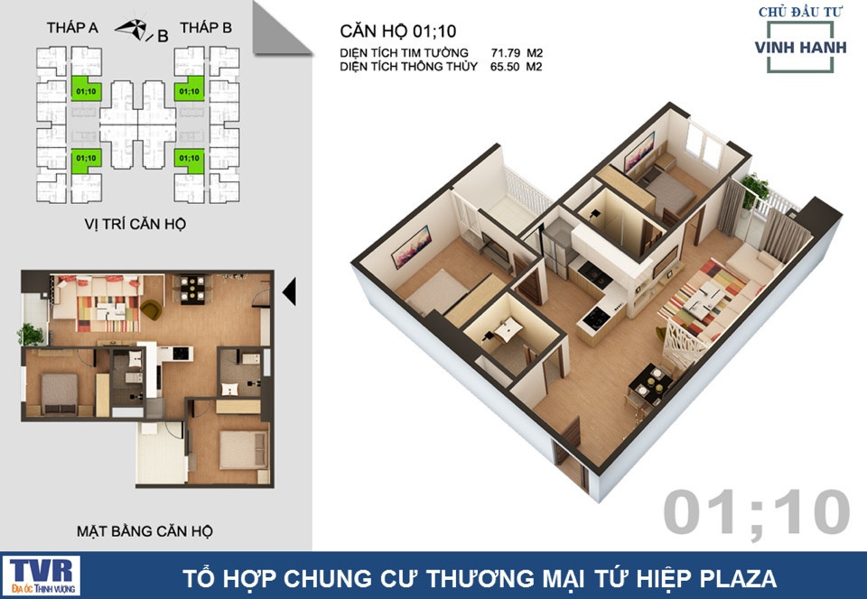 Căn hộ 2 phòng ngủ diện tích lớn khu đô thị Tứ Hiệp
