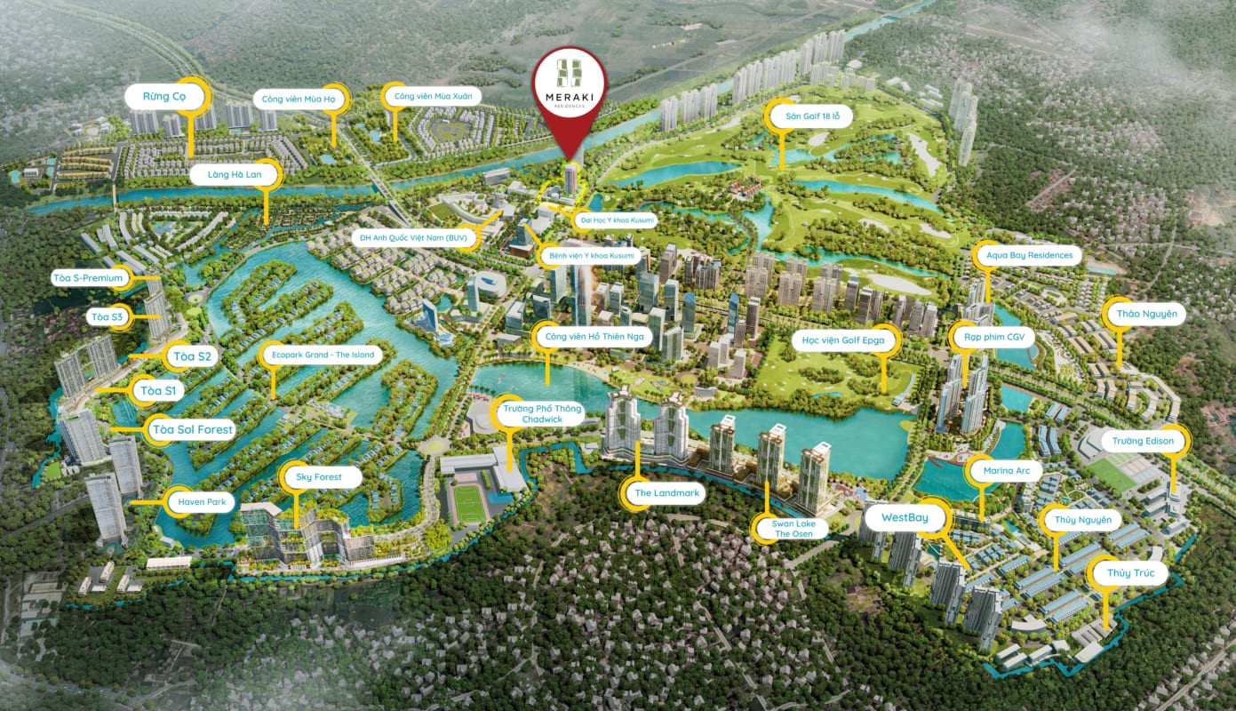 Cảnh quan tổng thể khu dân cư cao cấp tại khu đô thị sinh thái Ecopark