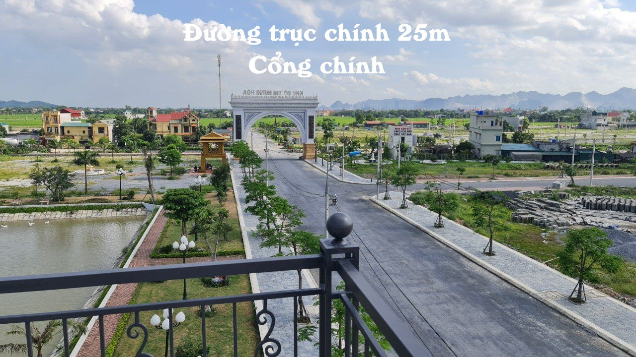 Cổng chính khu đô thị Hưng Hòa trên đường trục 25m