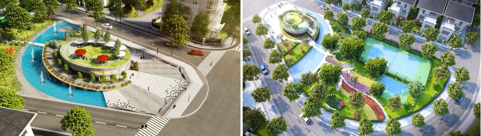 Hệ thống tiện ích nội khu xanh mát tại khu đô thị Mạnh Đức