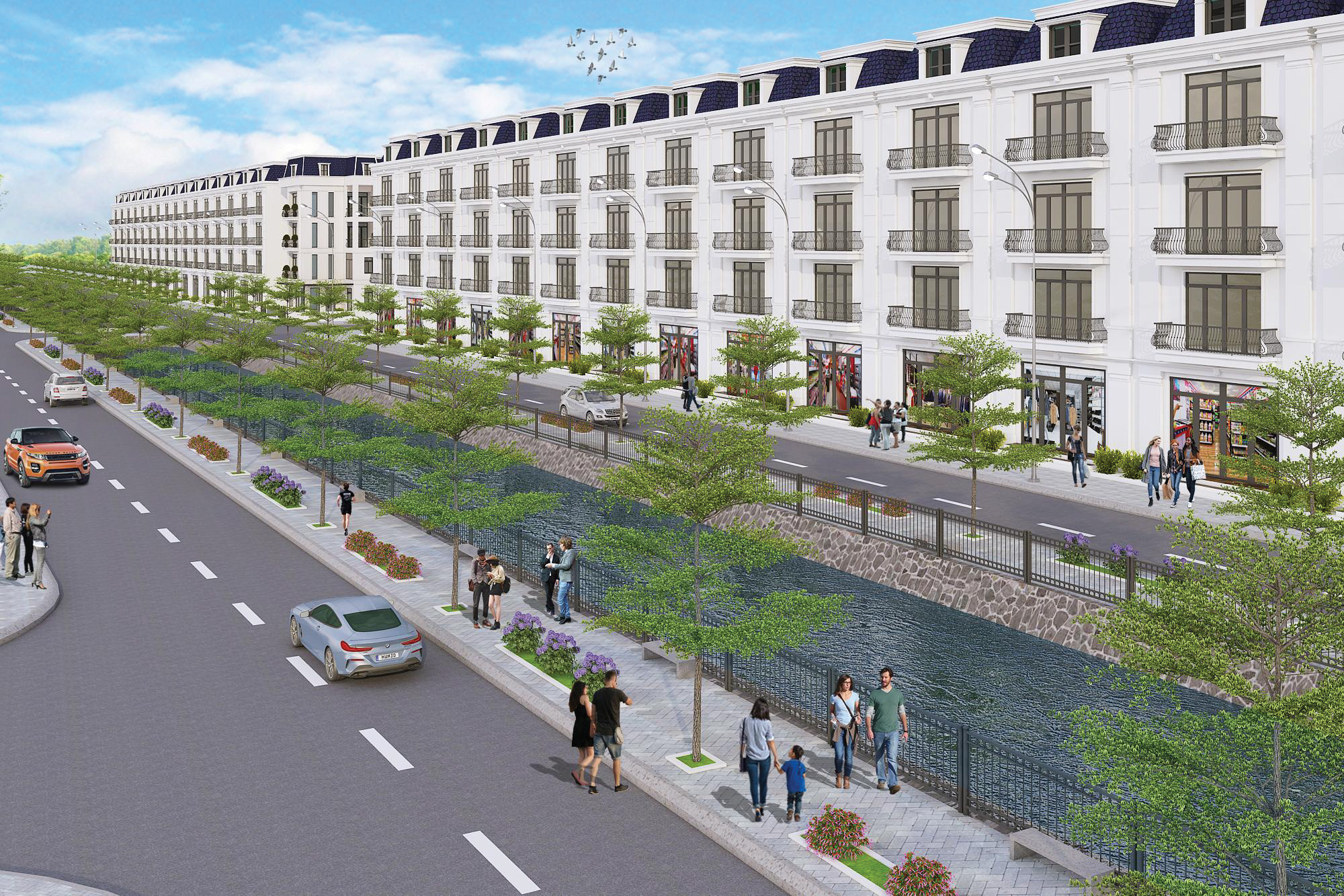 Kiến trúc hiện đại của các dãy nhà tại Khu đô thị Nam Sông Đào