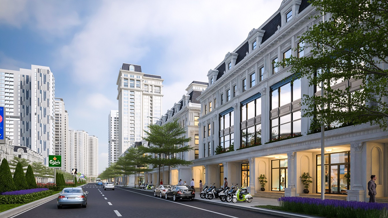 Kiến trúc nhà phố thương mại shophouse Louis Hoàng Mai