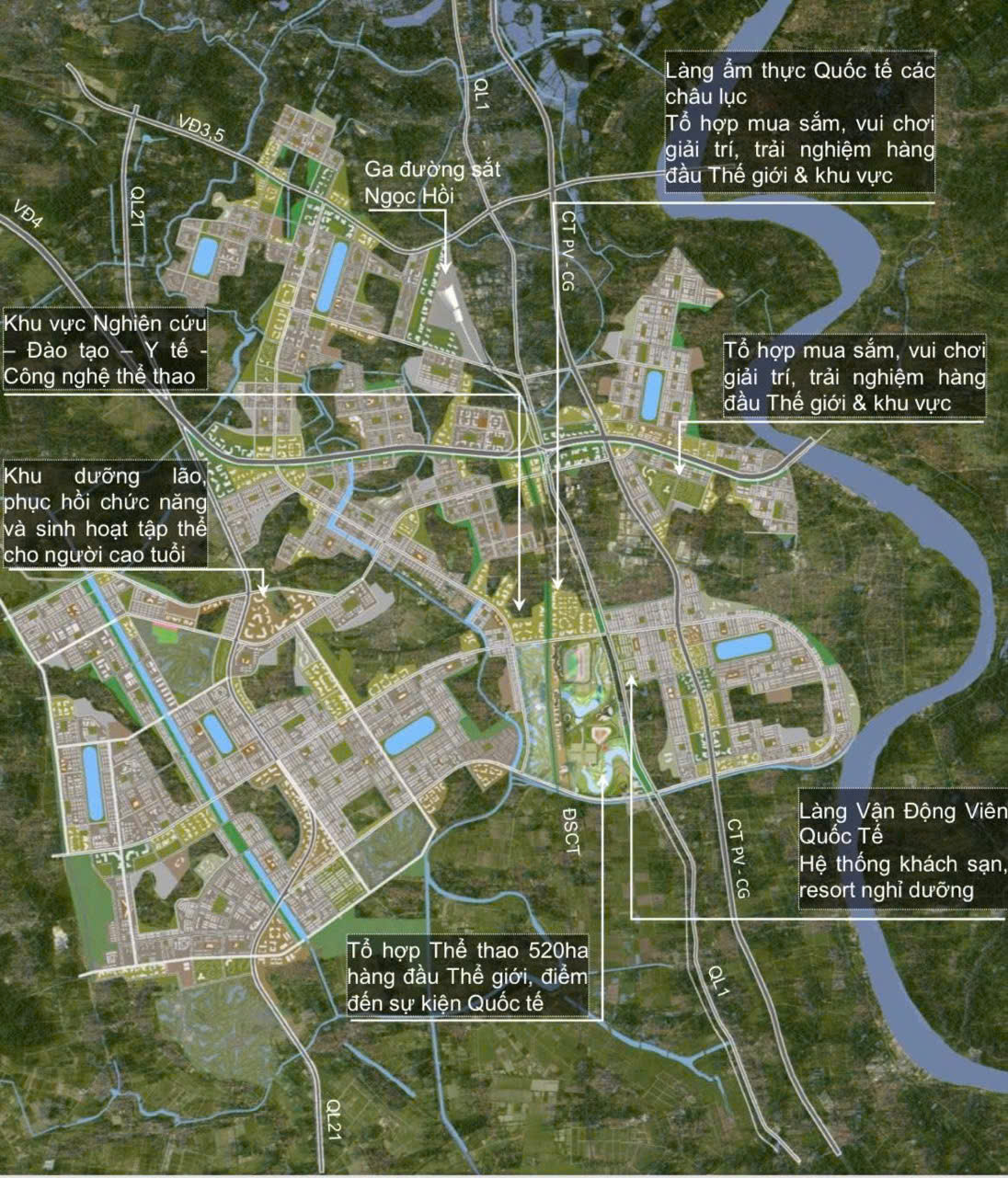 Mặt bằng quy hoạch tổng thể của Khu đô thị thể thao Olympic Ngọc Hồi
