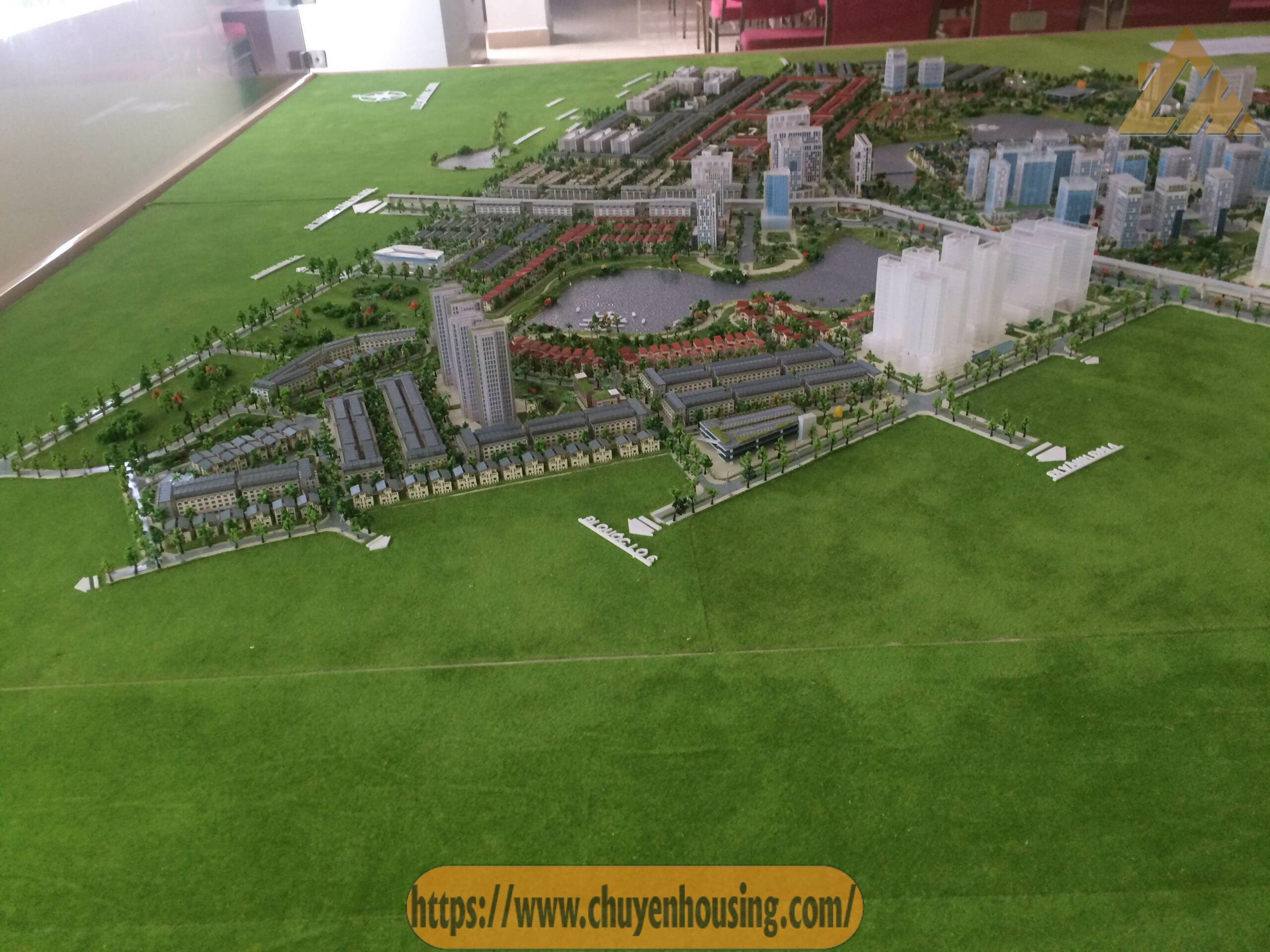 Phối cảnh biệt thự song lập khu đô thị Thanh Hà với sân vườn rộng rãi