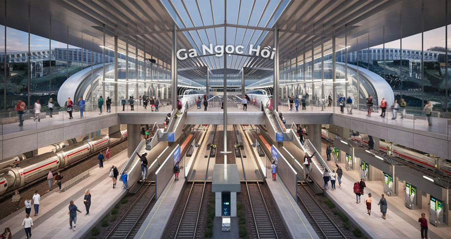 Phối cảnh ga Ngọc Hồi kết nối chiến lược của Vinhomes Olympic Ngọc Hồi