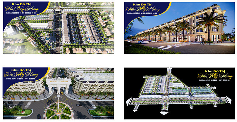 Phối cảnh khu đô thị Hà Mỹ Hưng Hà Tĩnh với các dãy shophouse hiện đại