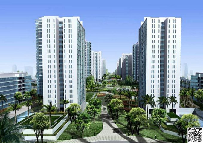 Phối cảnh tổng thể dự án khu dân cư Cát Lái Invesco với các tòa nhà cao tầng và không gian xanh