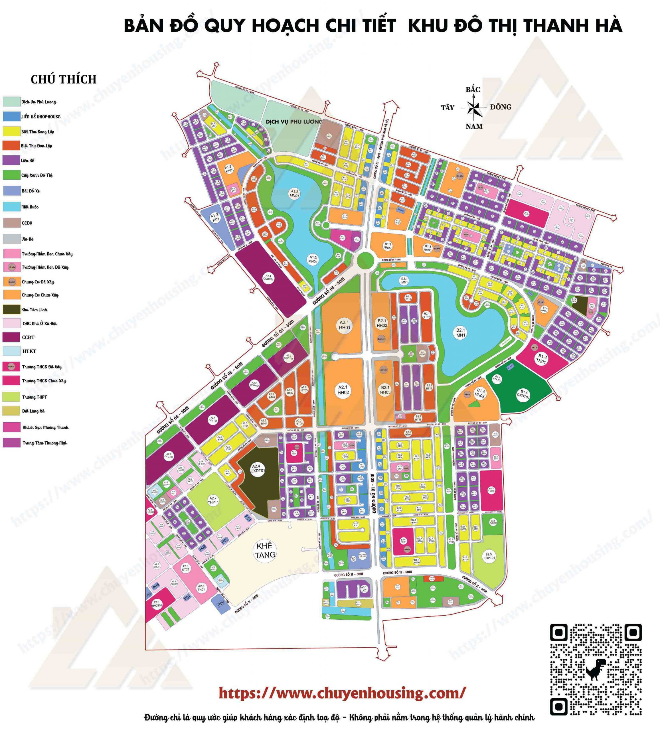 Sơ đồ phân khu chi tiết khu đô thị Thanh Hà