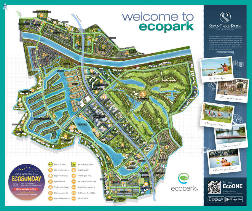 Thiên đường xanh Ecopark ở đâu, bản đồ du lịch