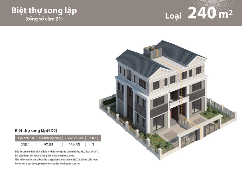 Thiết kế biệt thự song lập hiện đại tại khu đô thị Starlake