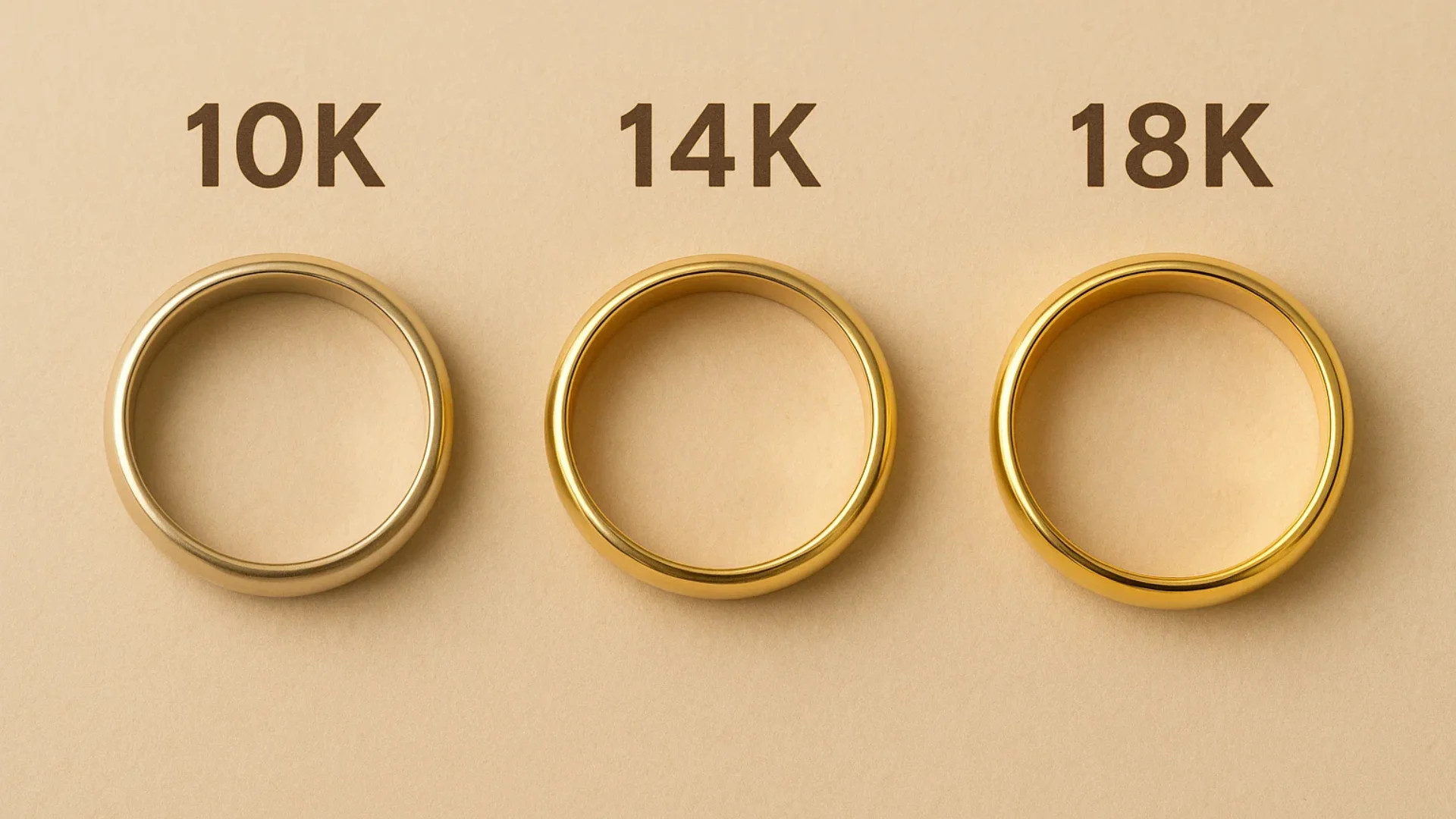 Vàng 10K, vàng 14K, vàng 18K là các loại vàng tây phổ biến trong chế tác trang sức.