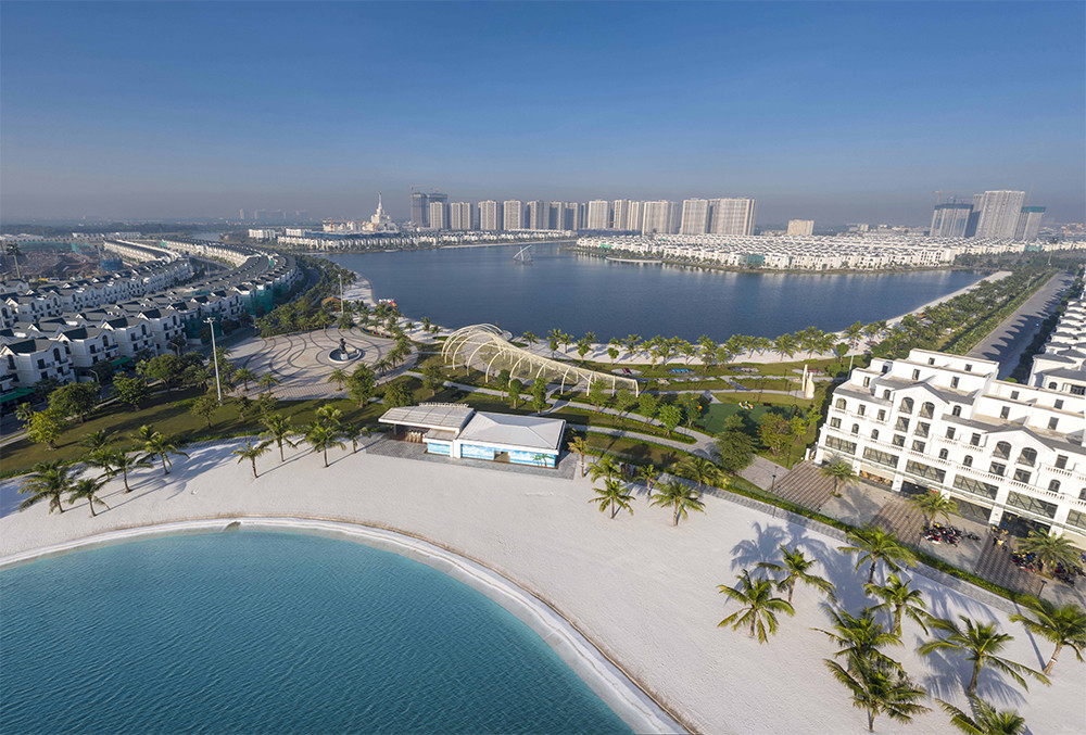 Hồ nước ngọt và cát trắng tại Vinhomes Ocean Park