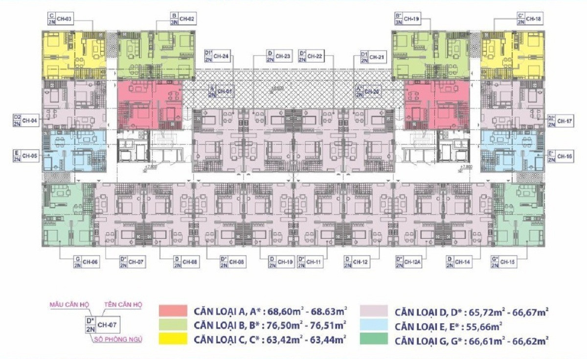 Mặt bằng Nhà ở xã hội HUD Vân Canh