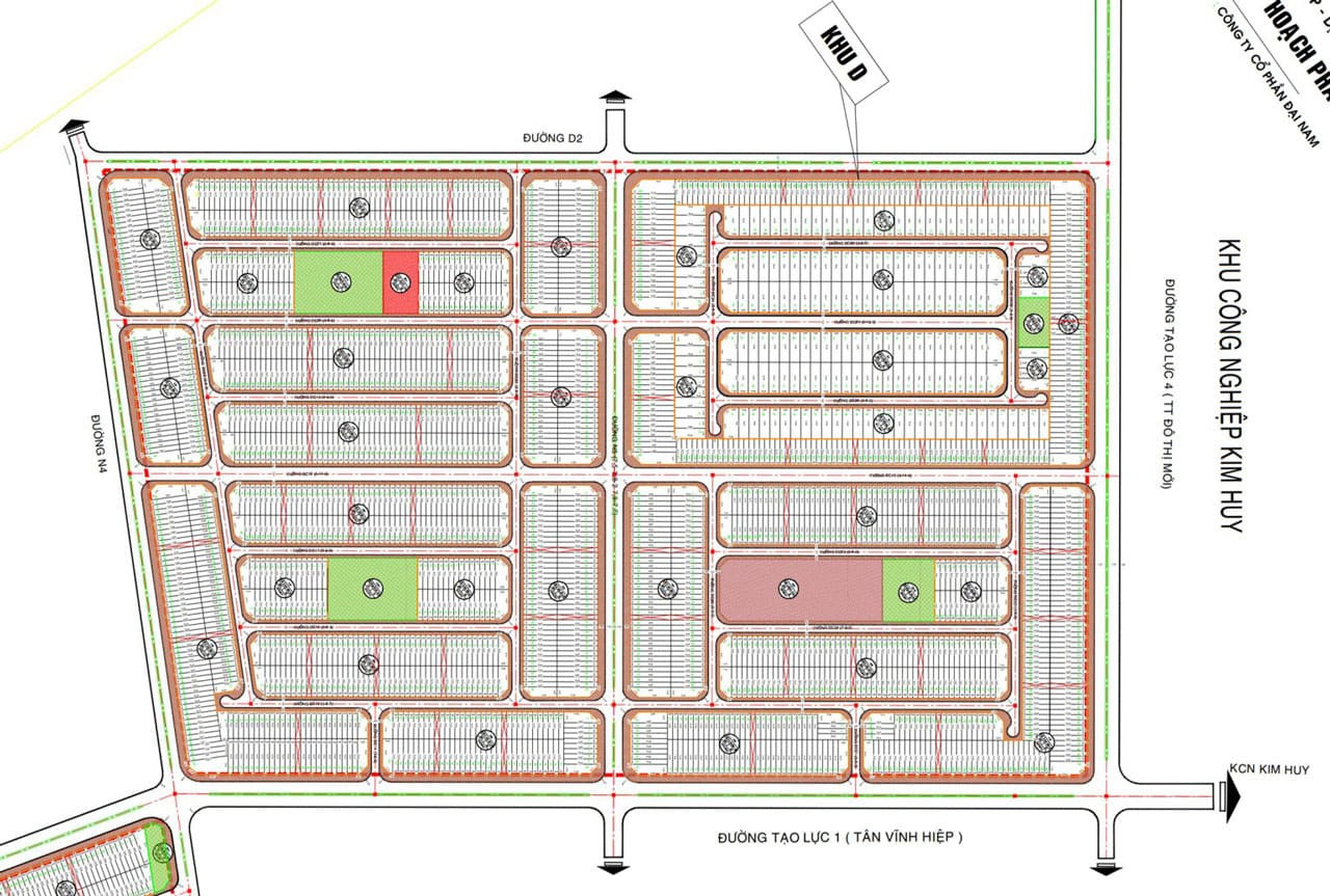 Mặt bằng phân khu D dự án Khu nhà ở Đại Nam tại Bình Dương New City